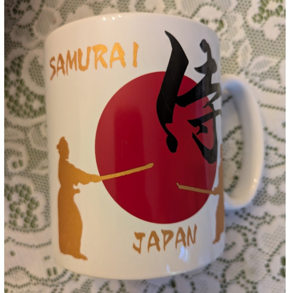 Samurai Japan Mug with Gold and Red Details, Made in Japan, Tea Coffee